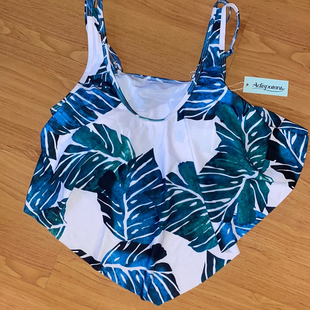 Women’s (L) Adisputent Multicolor Palm Leaf Swim Top Only.